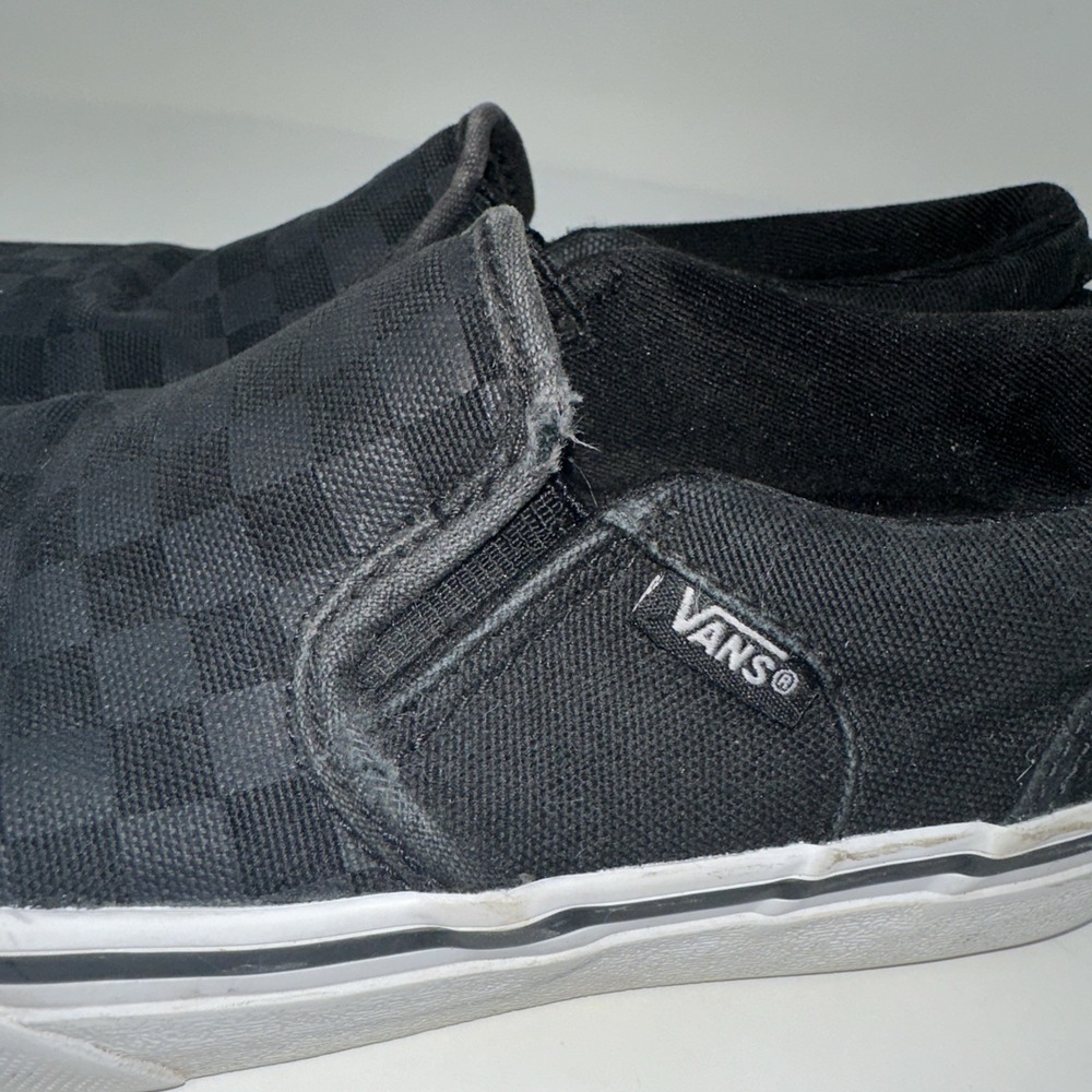 Vans Classic Black Checkerboard Slip Ons Kids Size 1 - Picture 12 of 16
